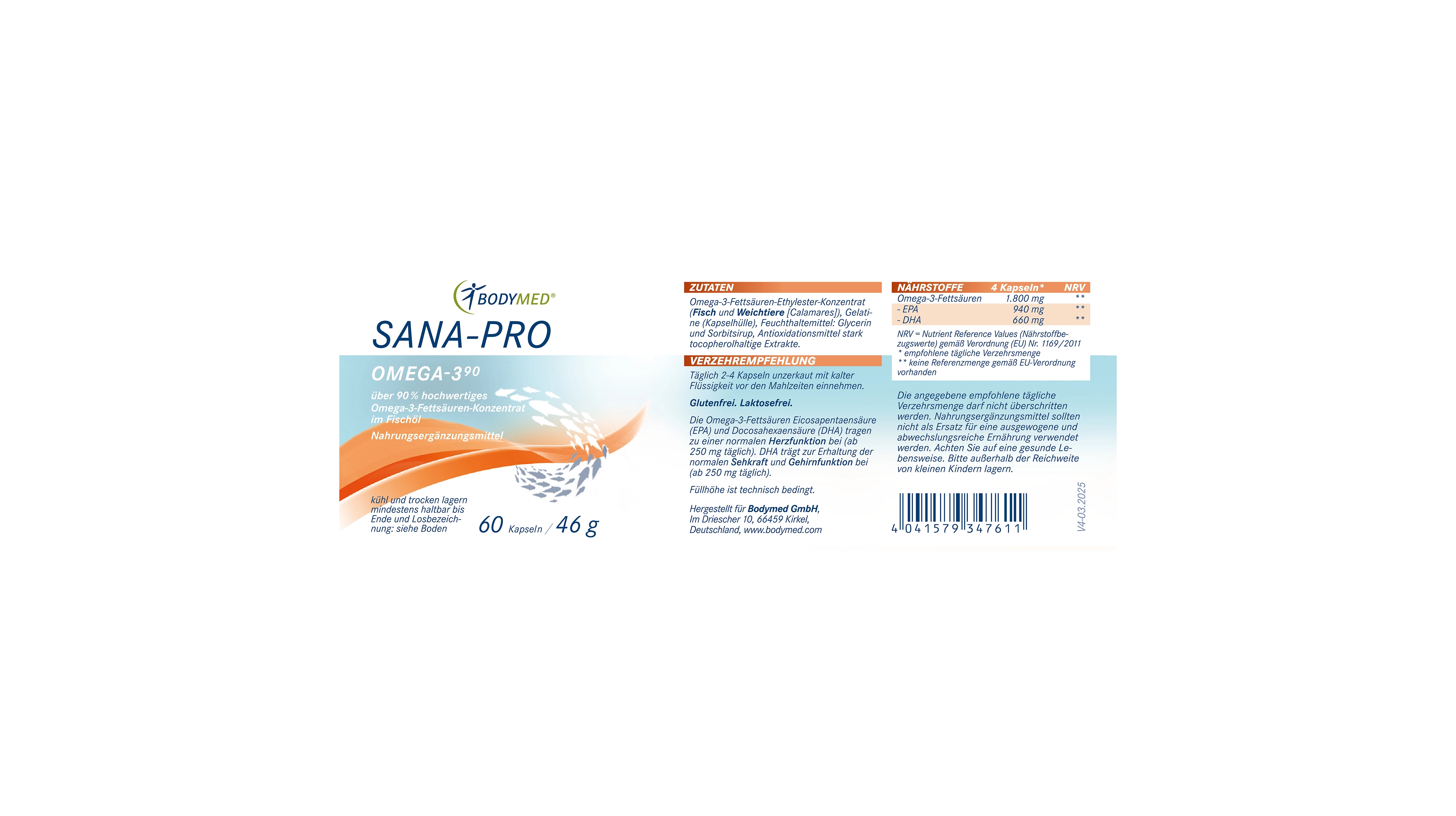 Sana-Pro Omega-3⁹⁰ 60 Kapseln