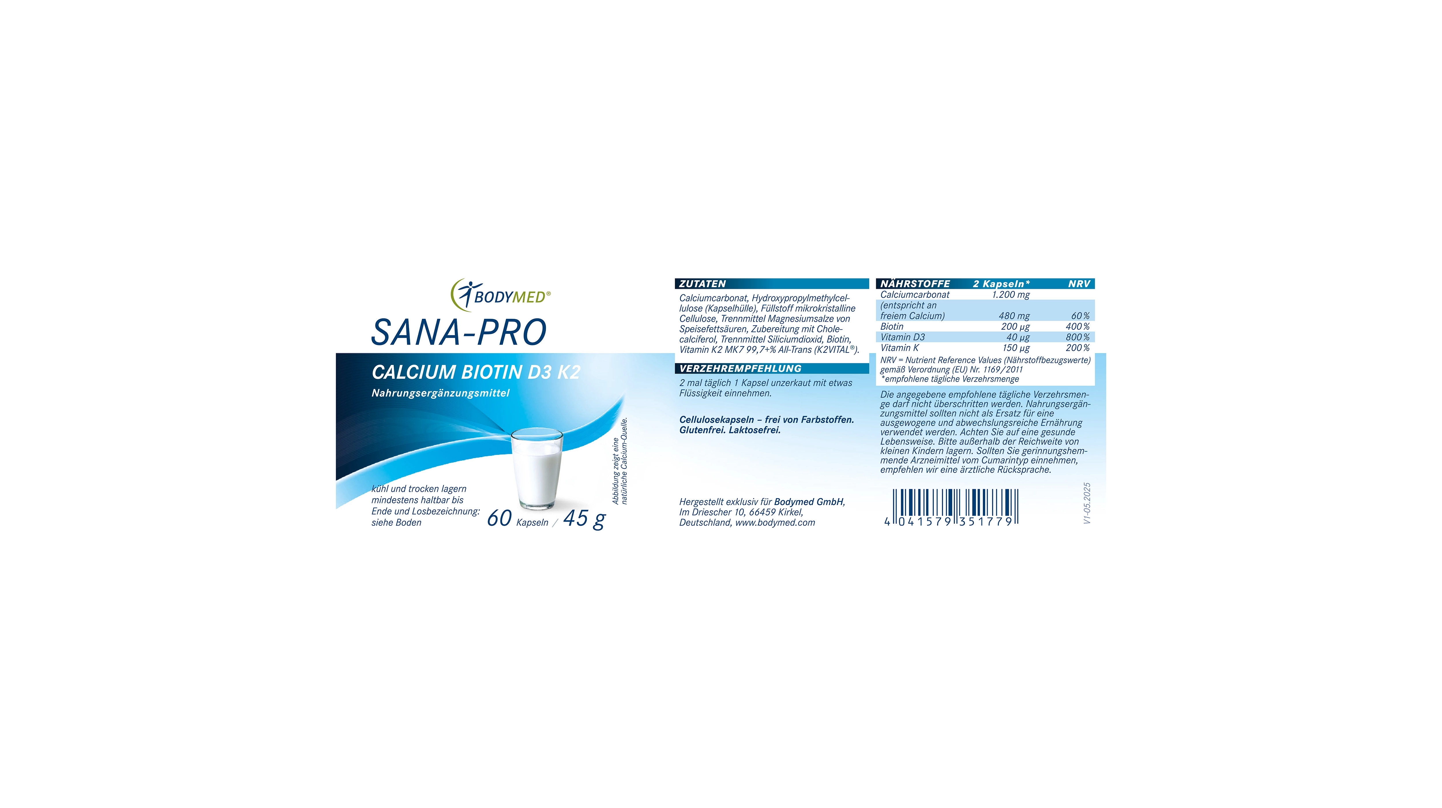 Sana-Pro Calcium Biotin D3 K2 60 Kapseln