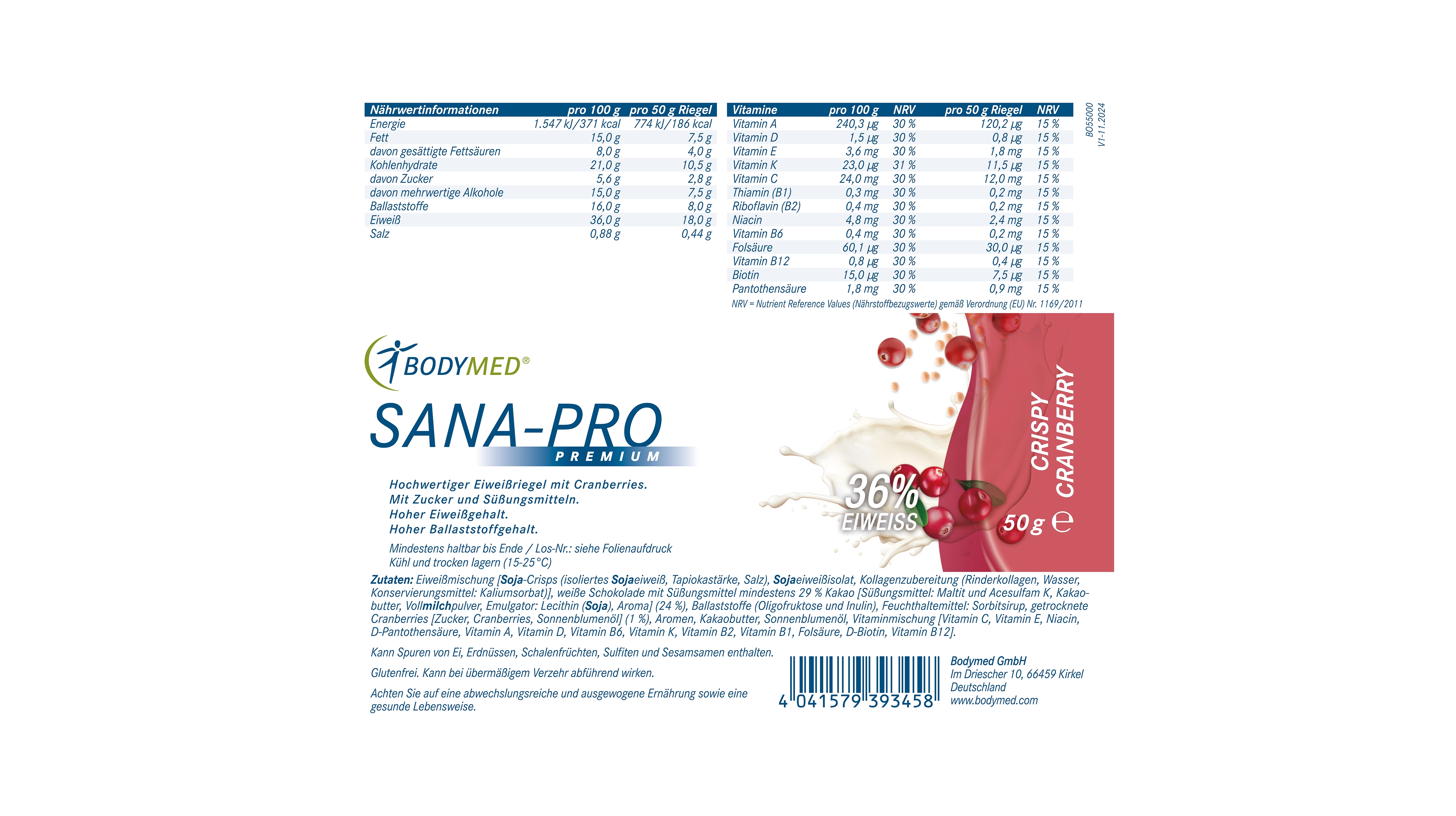 Sana-Pro Riegel Crispy Cranberry