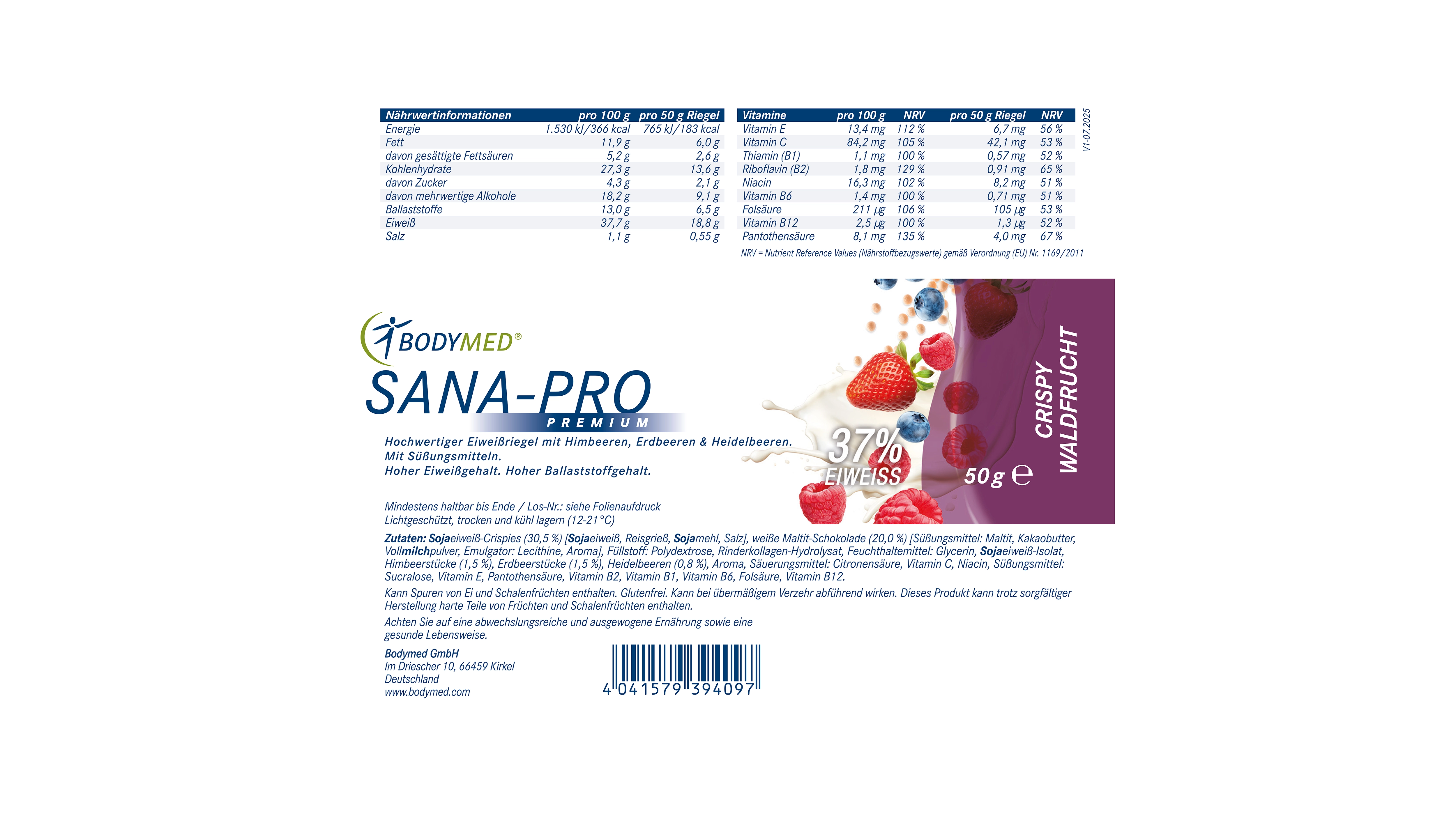 Sana-Pro Riegel Crispy Waldfrucht
