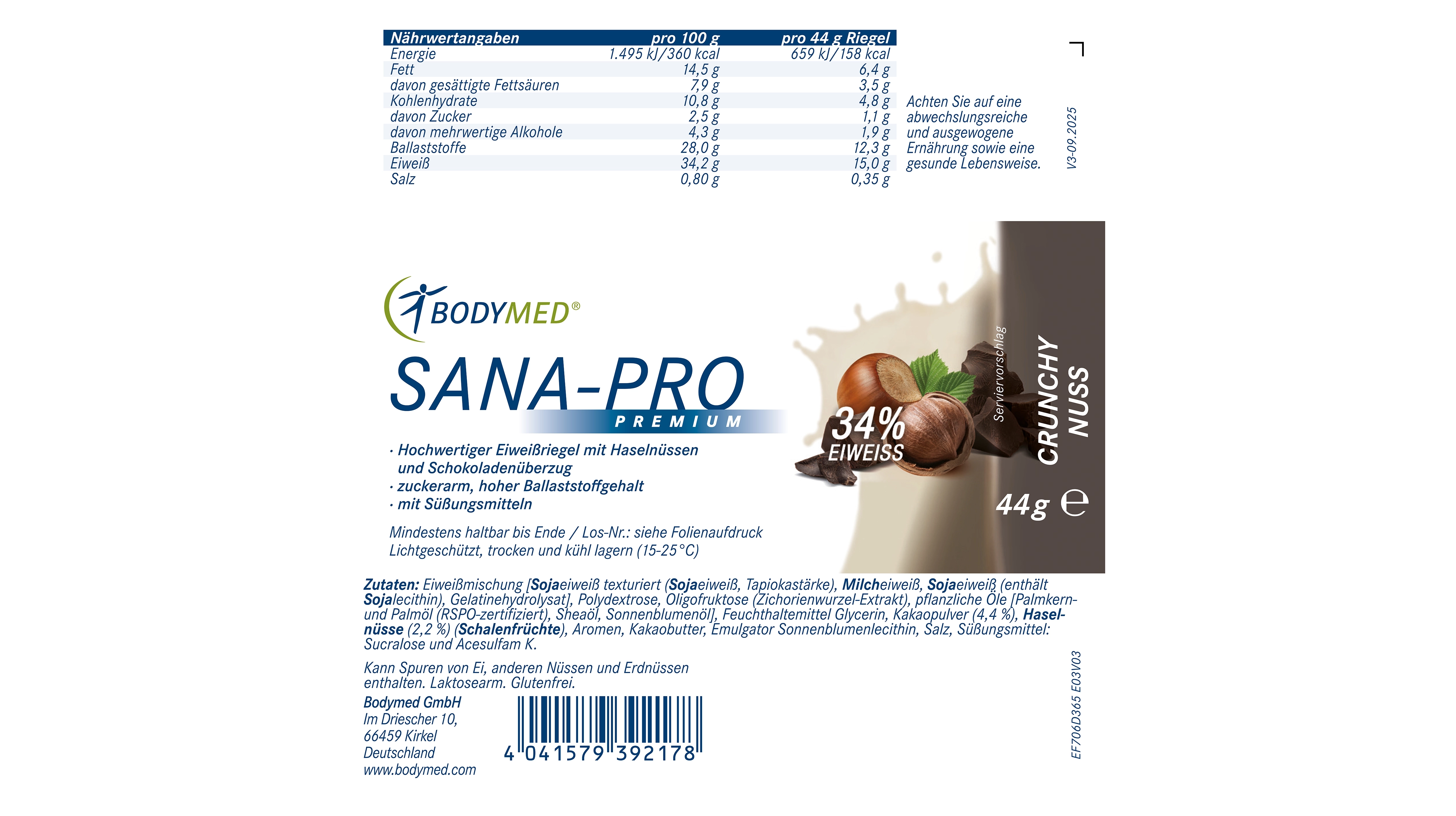 Sana-Pro Riegel Crunchy Nuss