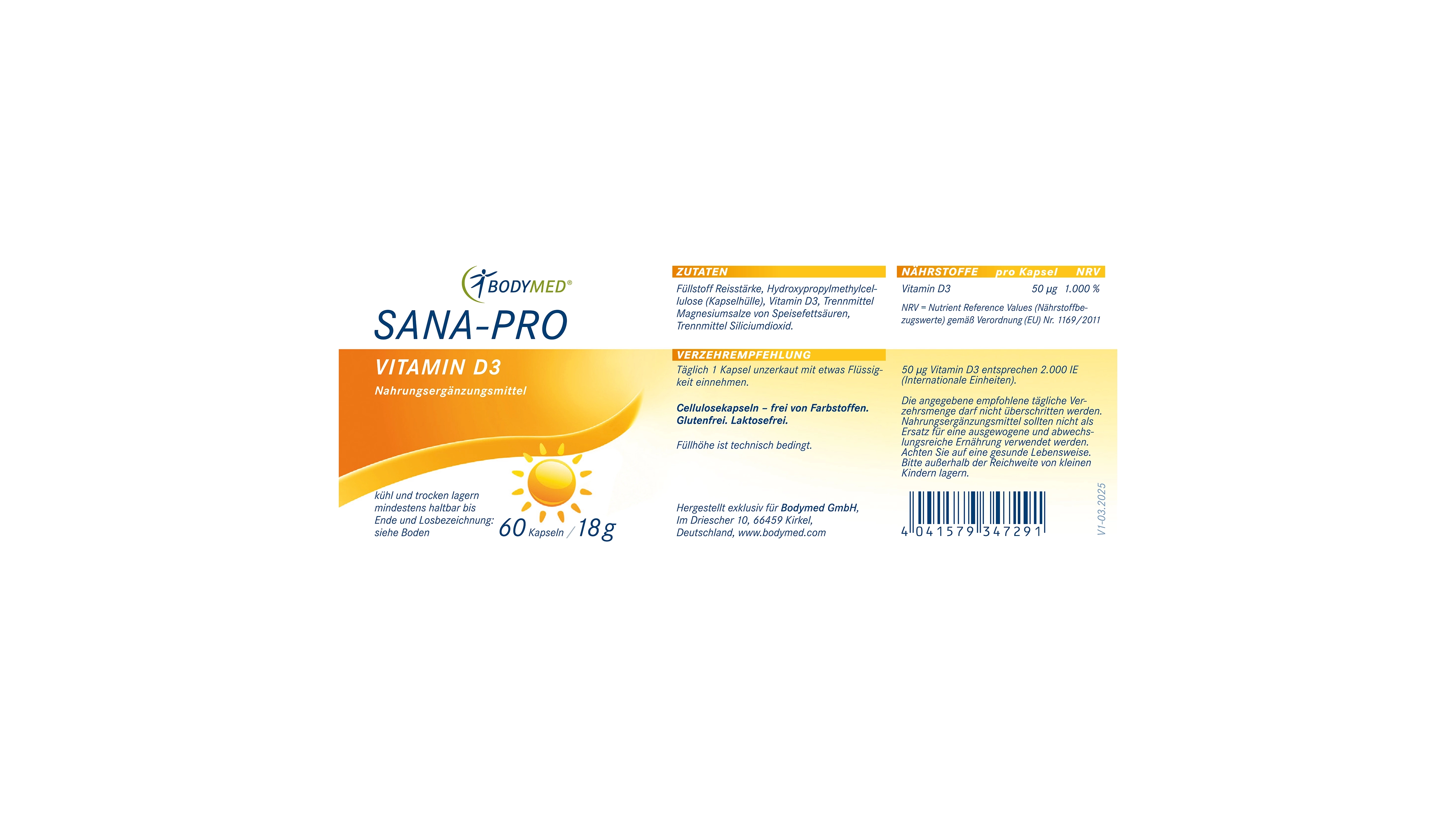 Sana-Pro Vitamin D3 60 Kapseln