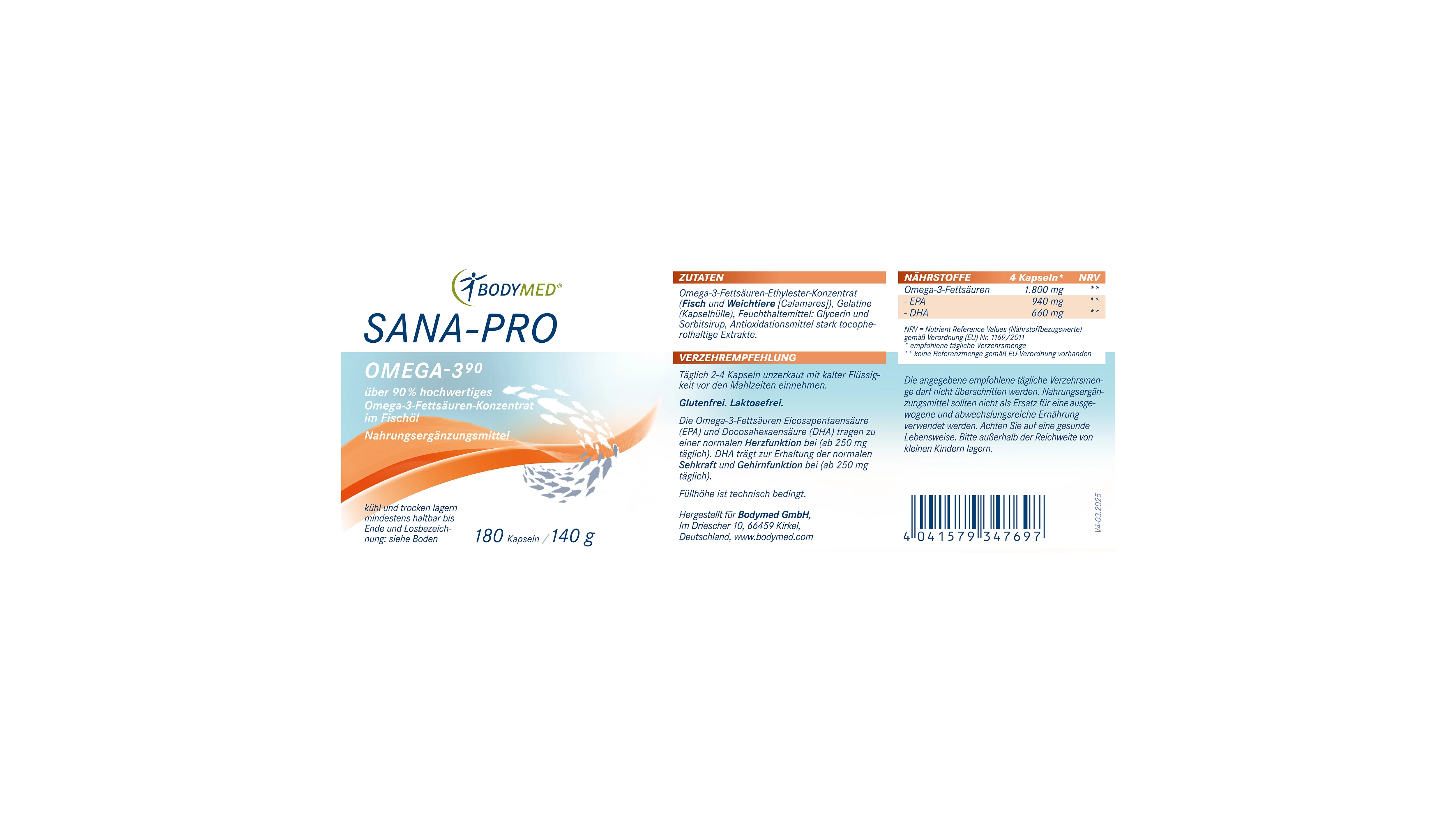 Sana-Pro Omega-3⁹⁰ 180 Kapseln