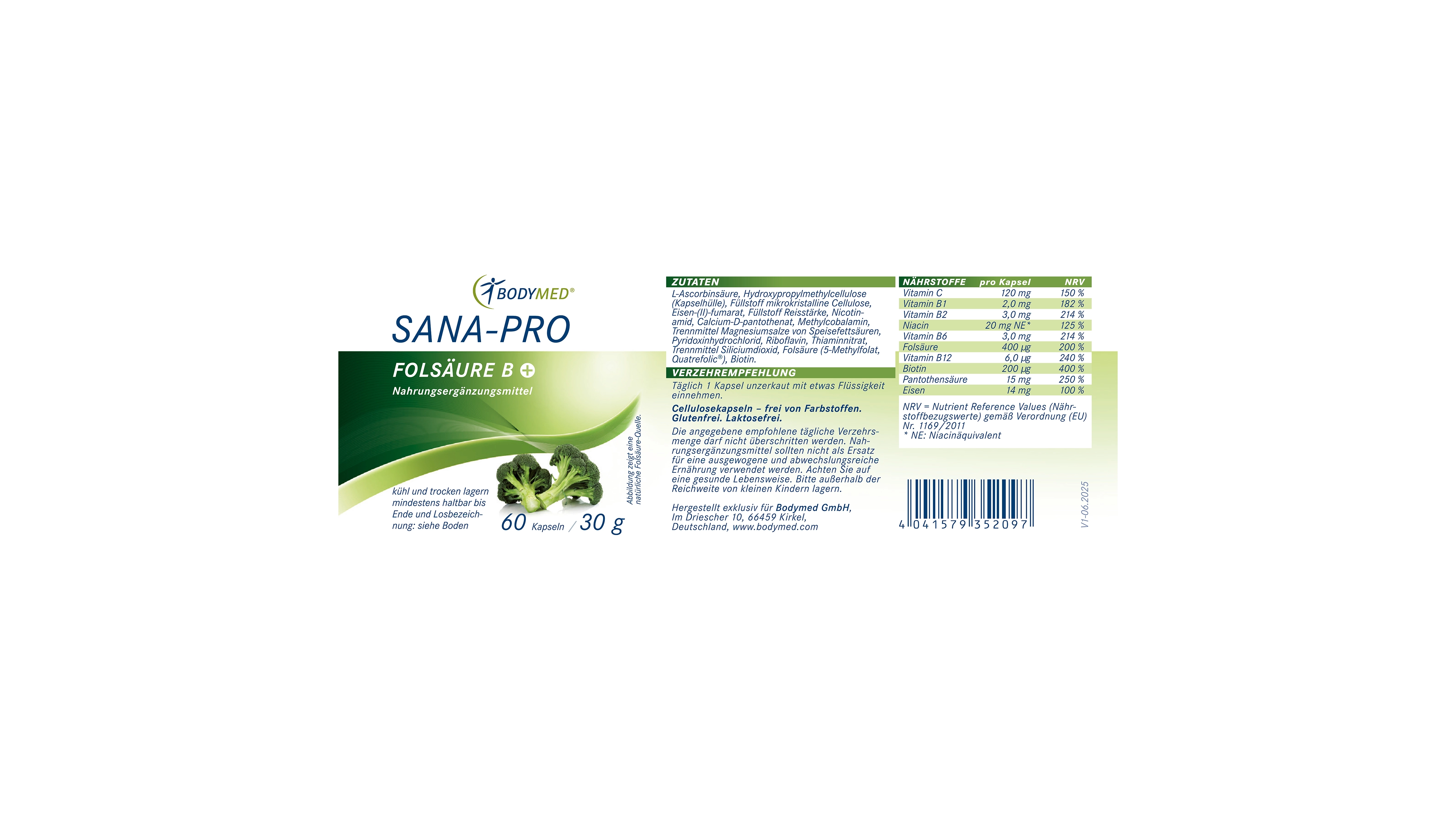 Sana-Pro Folsäure B+ 60 Kapseln